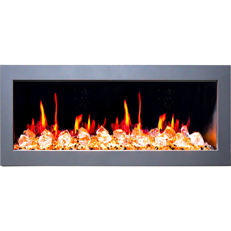 Gloria II 48" Seamless Push-in Electric Fireplace with Crushed Ice Rocks (White)