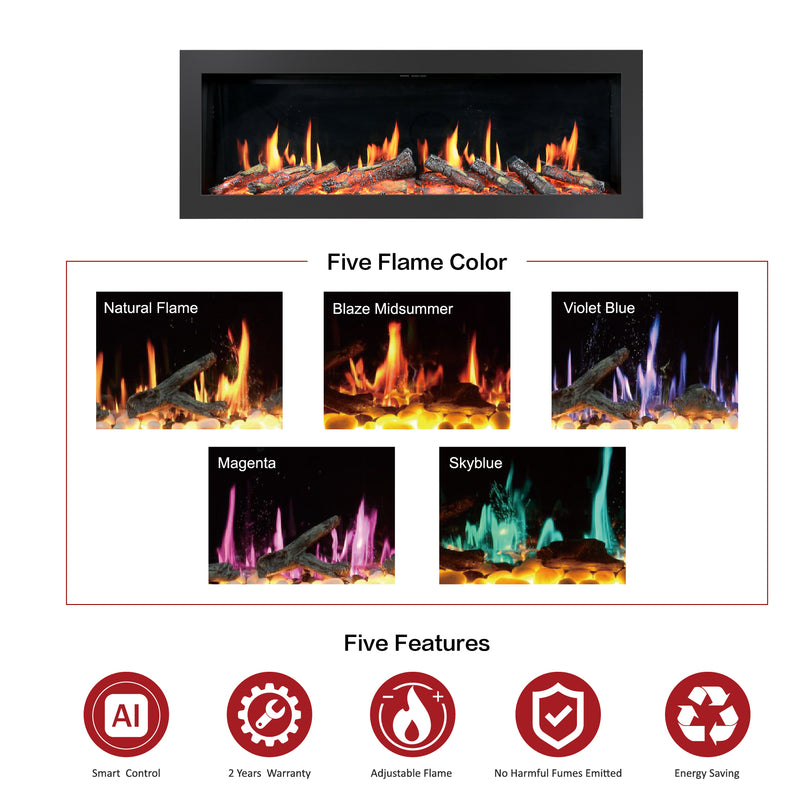 WarmCastle 48 Inch Smart Electric Fireplace Insert