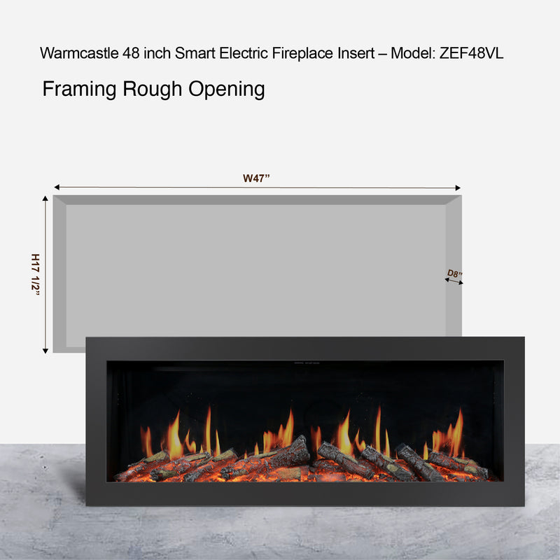 WarmCastle 48 Inch Smart Electric Fireplace Insert
