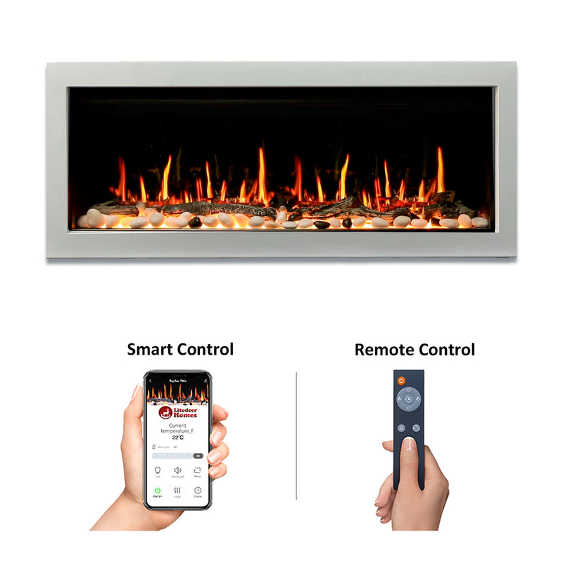 Gloria II 48-in Smart Wall Mount Electric Fireplace (White)