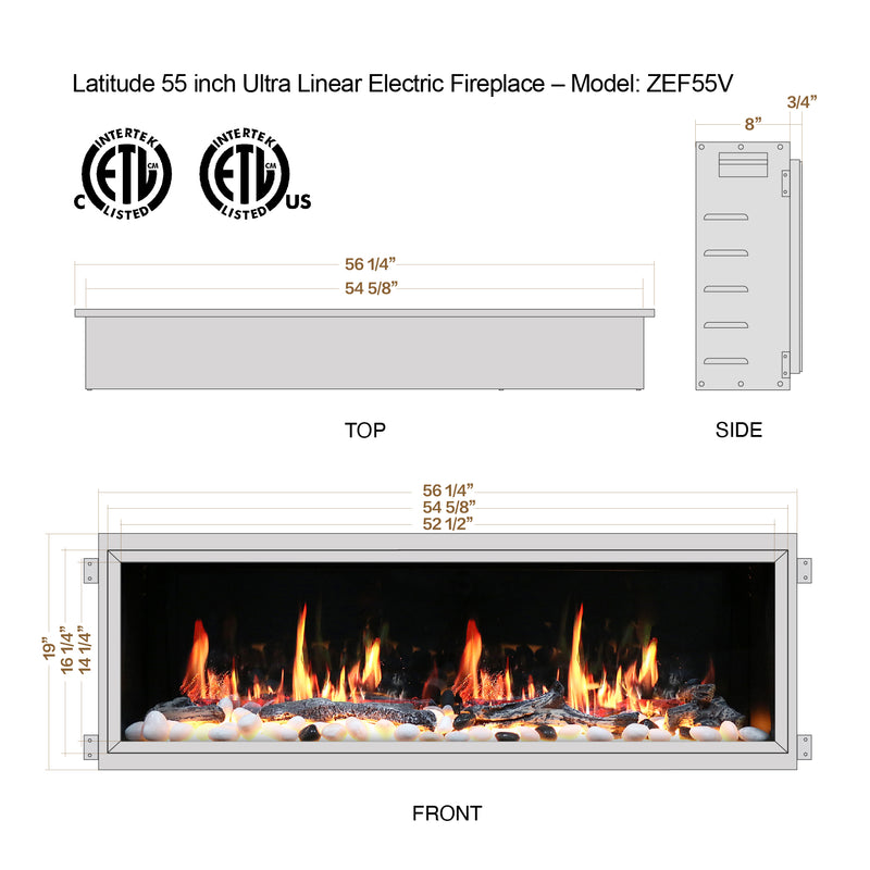 Latitude 55" Ultra Slim Built-in Electric Fireplace