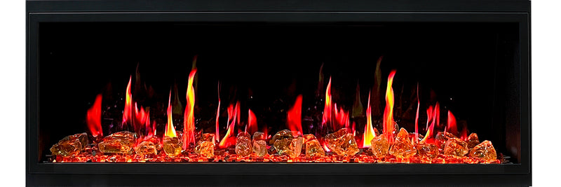 Latitude 55" Built-in Linear Electric Fireplace + Reflective Fire Glass