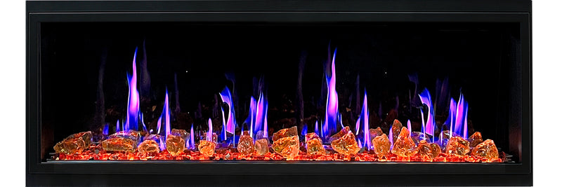 Latitude 55" Built-in Linear Electric Fireplace + Reflective Fire Glass