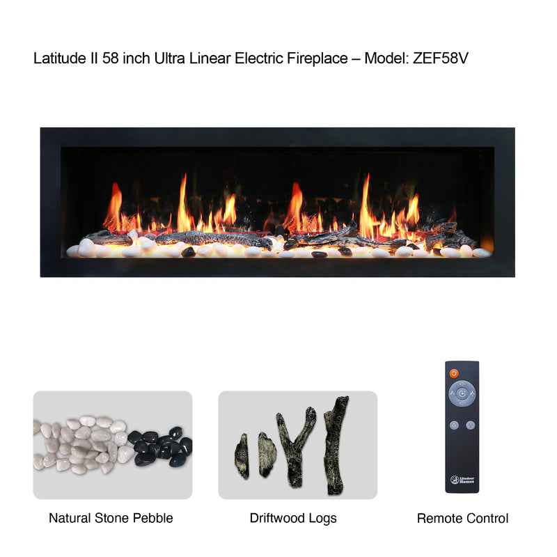 Latitude II 58-in Smart Wall Mount Electric Fireplace