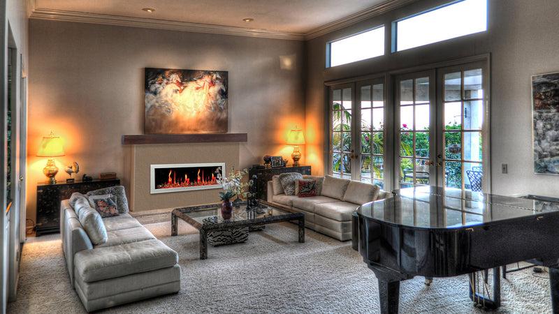 Gloria II 58" Smart Wall Mount Electric Fireplace with Reflective Fire Glass (White)