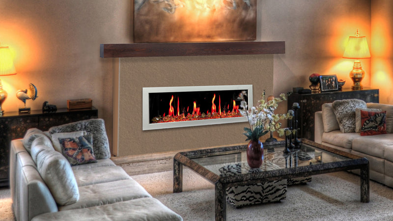 Gloria II 58" Smart Wall Mount Electric Fireplace with Reflective Fire Glass (White)