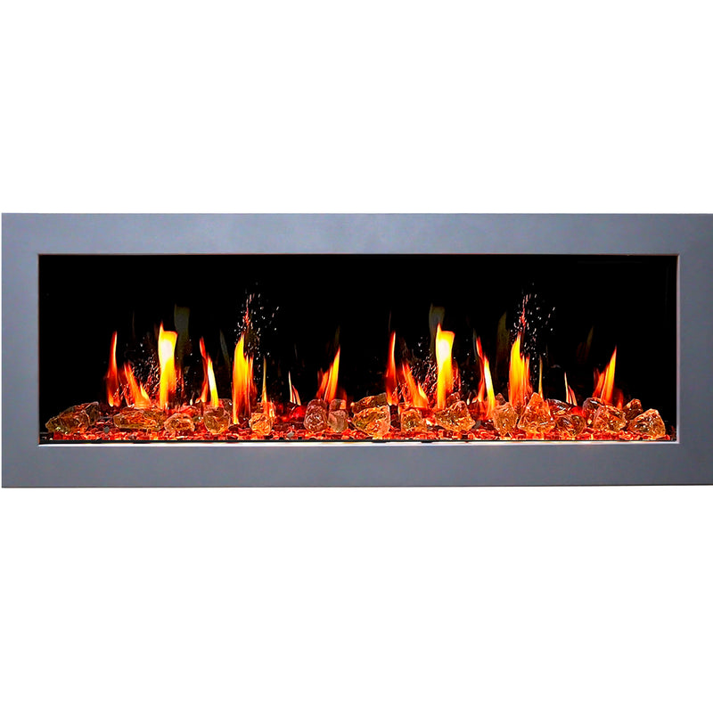 Gloria II 58" Smart Wall Mount Electric Fireplace with Reflective Fire Glass (White)