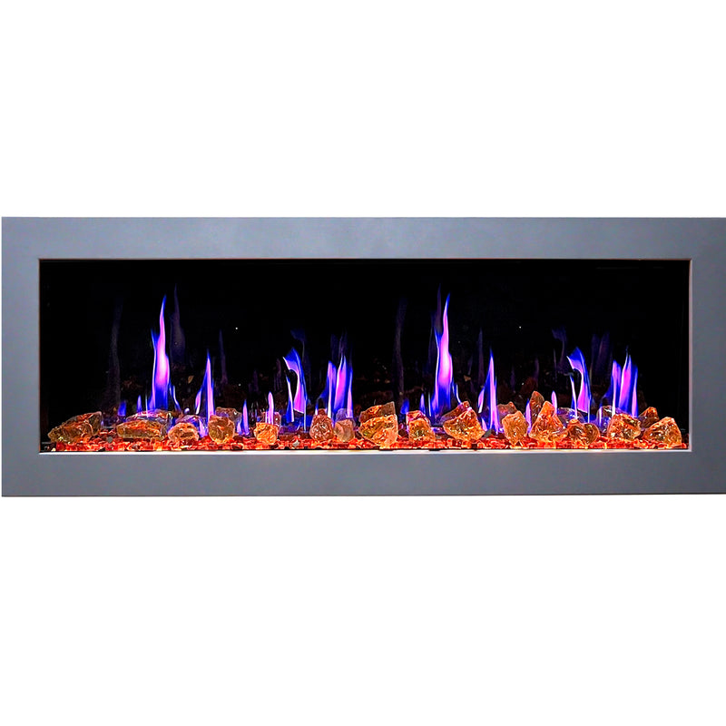 Gloria II 58" Smart Wall Mount Electric Fireplace with Reflective Fire Glass (White)