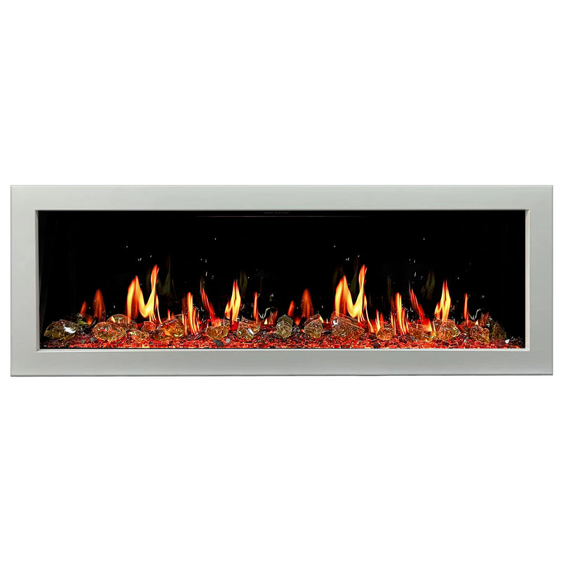 Gloria II 58" Smart Wall Mount Electric Fireplace with Reflective Fire Glass (White)