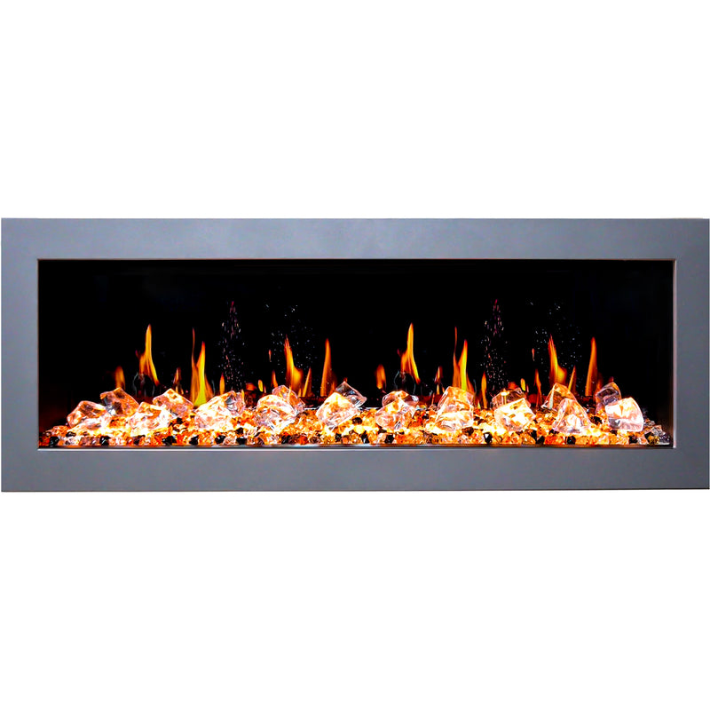 Gloria II 58" Seamless Push-in Electric Fireplace with Crushed Ice Rocks (White)