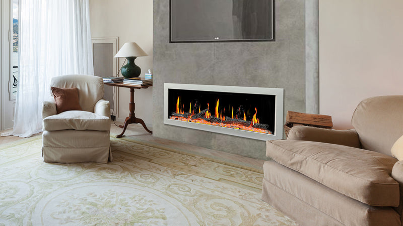 Gloria II 58-in Smart Wall Mount Electric Fireplace (White)