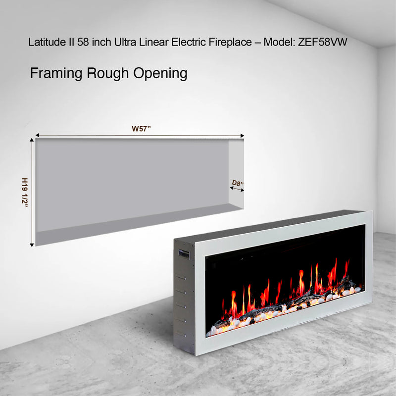 Gloria II 58-in Smart Wall Mount Electric Fireplace (White)