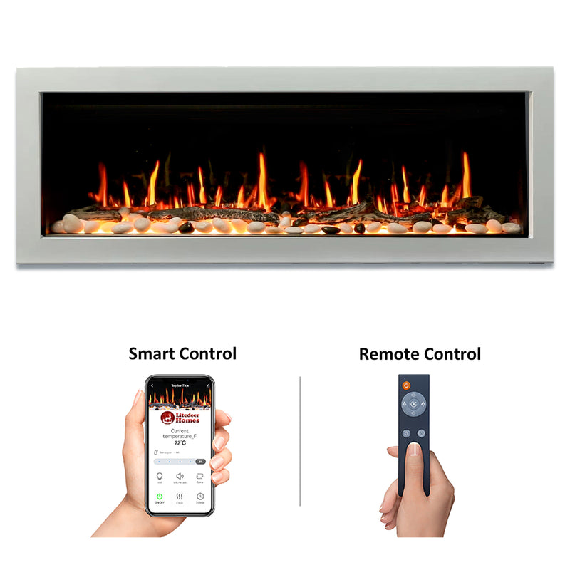 Gloria II 58-in Smart Wall Mount Electric Fireplace (White)