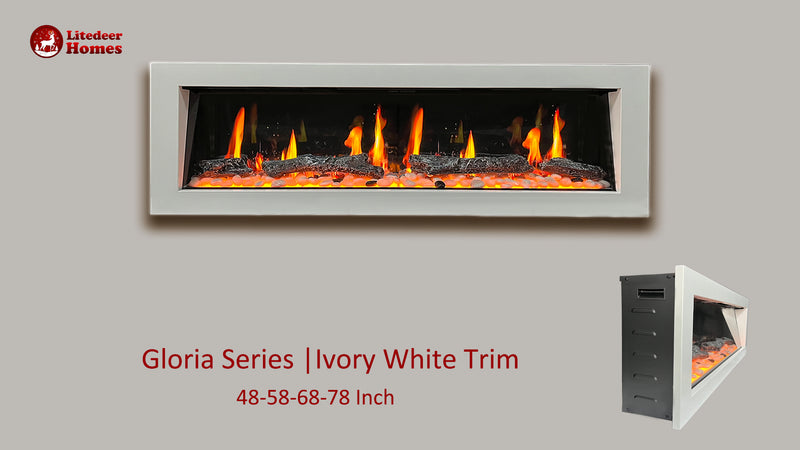 Gloria II 58-in Smart Wall Mount Electric Fireplace (White)