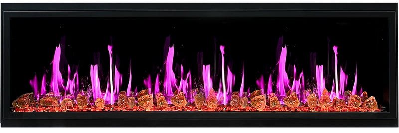 Latitude 65" Ultra Slim Built-in Electric Fireplace + Reflective Fire Glass