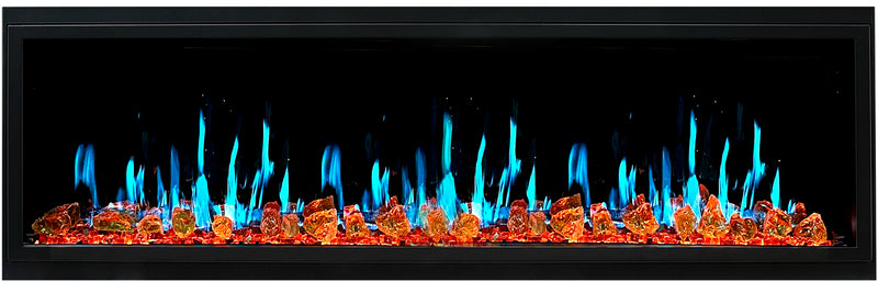 Latitude 65" Ultra Slim Built-in Electric Fireplace + Reflective Fire Glass