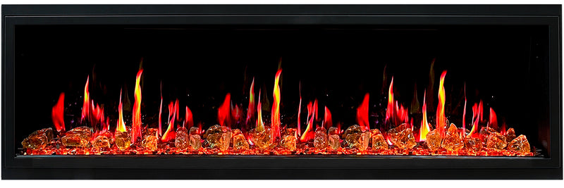 Latitude 65" Ultra Slim Built-in Electric Fireplace + Reflective Fire Glass