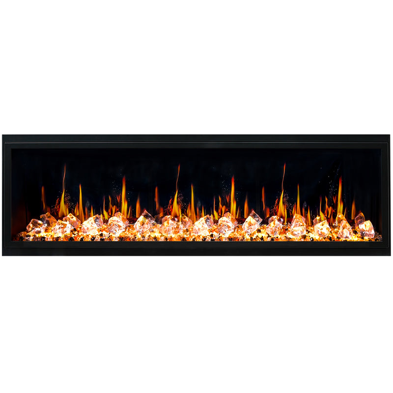 Latitude 65" Ultra Slim Built-in Electric Fireplace + Crushed Ice Rocks