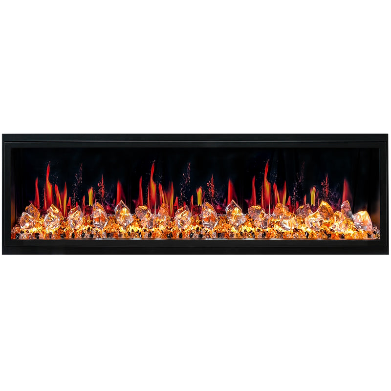 Latitude 65" Ultra Slim Built-in Electric Fireplace + Crushed Ice Rocks