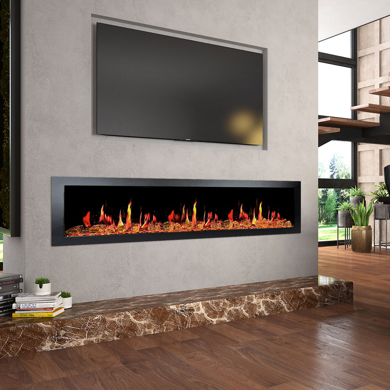 Latitude II 68-in Smart Wall Mount Electric Fireplace + Reflective Fire Glass