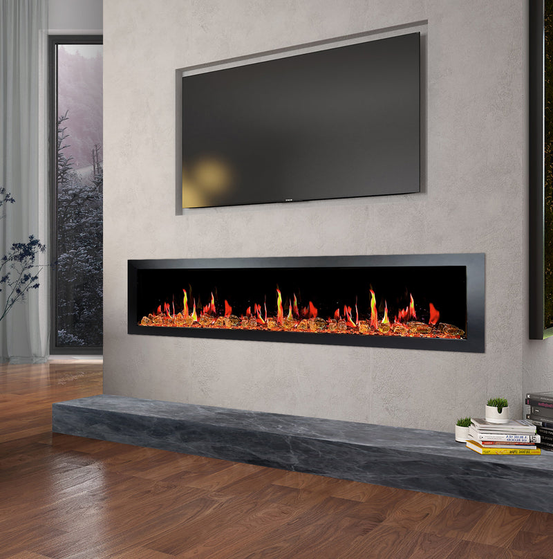 Latitude II 68-in Smart Wall Mount Electric Fireplace + Reflective Fire Glass