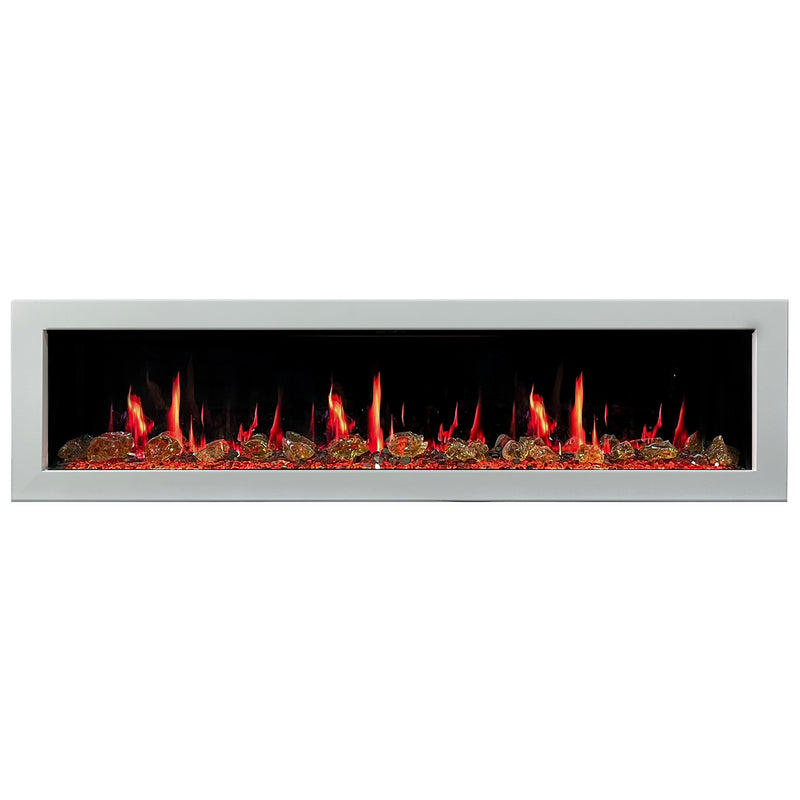 Gloria II 68" Smart Wall Mount Electric Fireplace with Reflective Fire Glass (White)