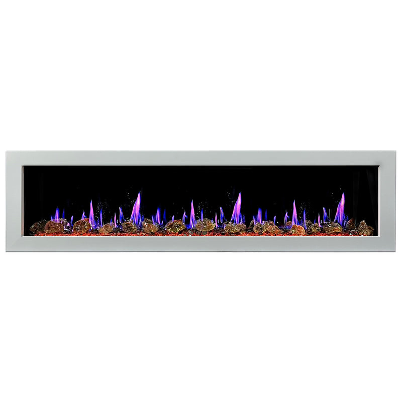 Gloria II 68" Smart Wall Mount Electric Fireplace with Reflective Fire Glass (White)