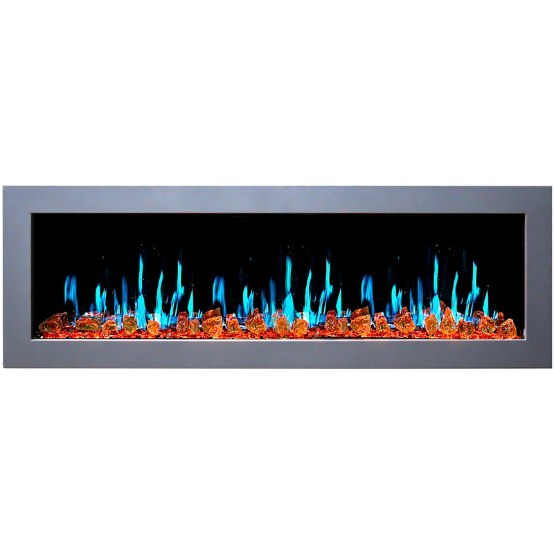 Gloria II 68" Smart Wall Mount Electric Fireplace with Reflective Fire Glass (White)