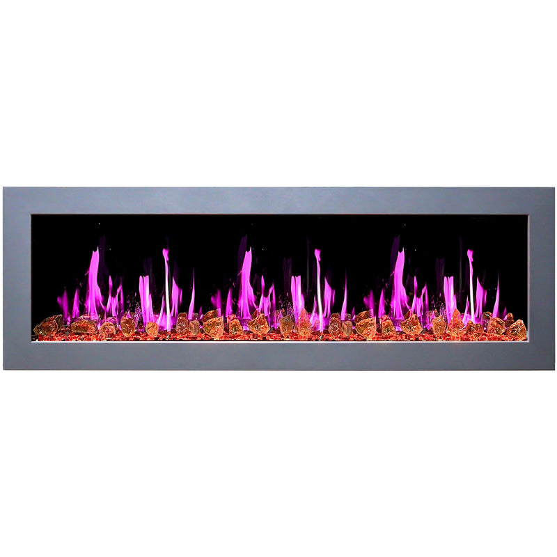 Gloria II 68" Smart Wall Mount Electric Fireplace with Reflective Fire Glass (White)