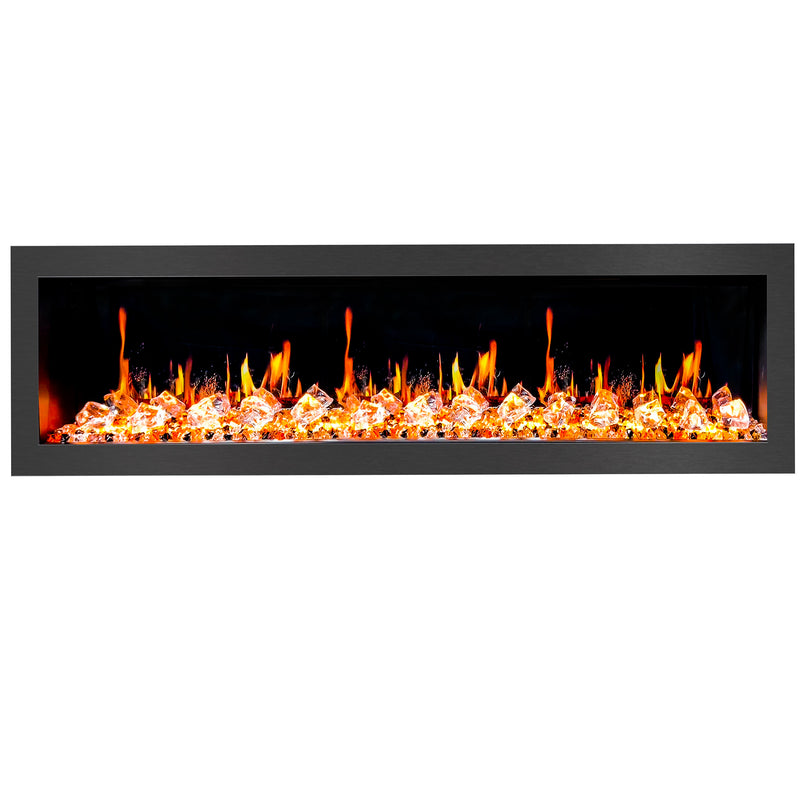 Latitude II 68-in Smart Wall Mount Electric Fireplace + Crushed Ice Rocks