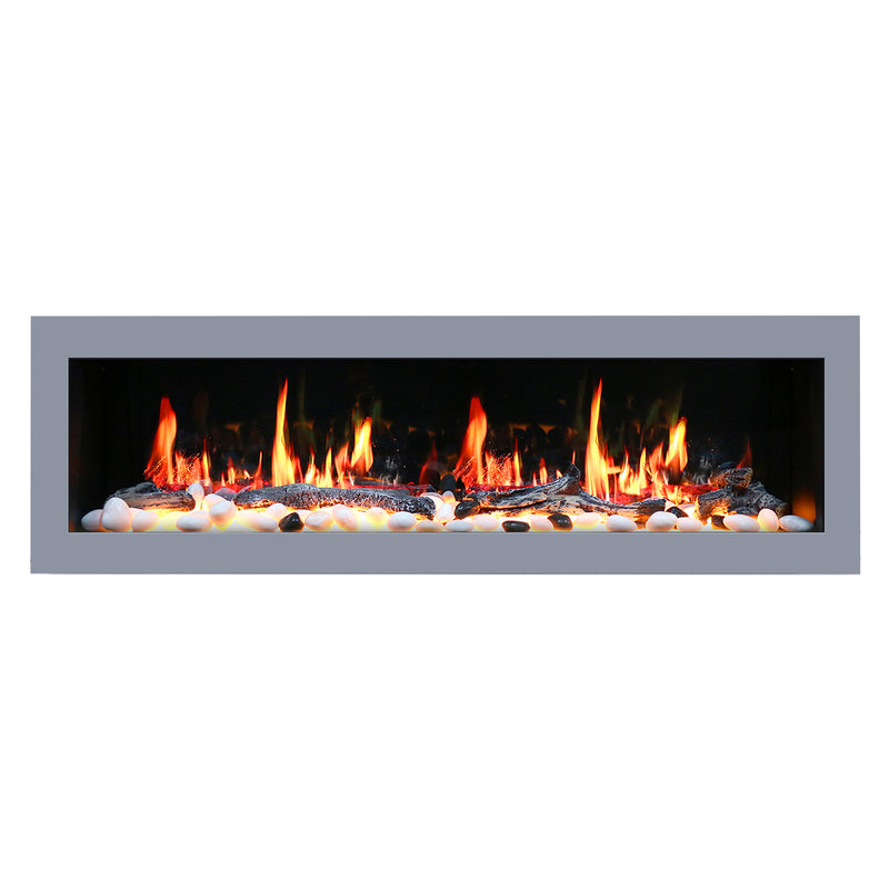 Gloria II 68-in Smart Wall Mount Electric Fireplace (Silver)