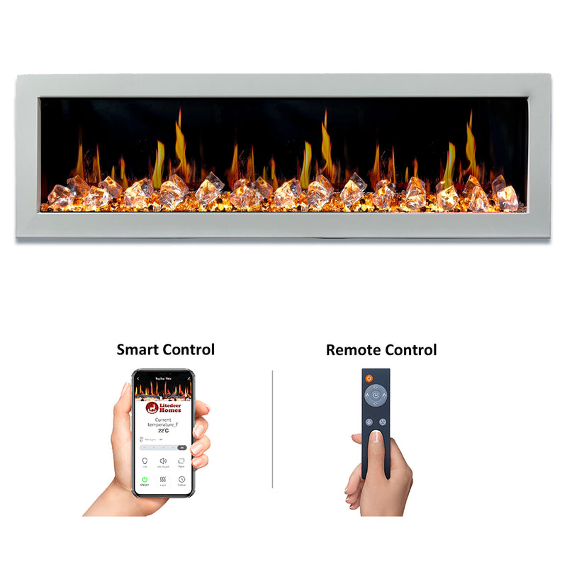 Gloria II 68-in Smart Wall Mount Electric Fireplace (White)
