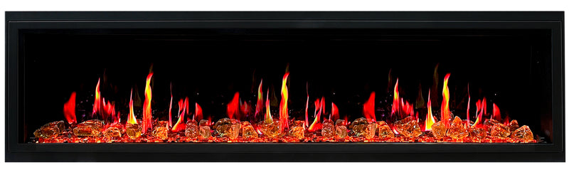 Latitude 75" Built-in Linear Electric Fireplace + Reflective Fire Glass