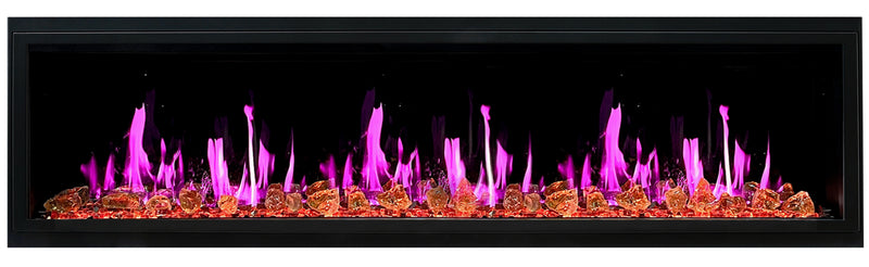 Latitude 75" Built-in Linear Electric Fireplace + Reflective Fire Glass
