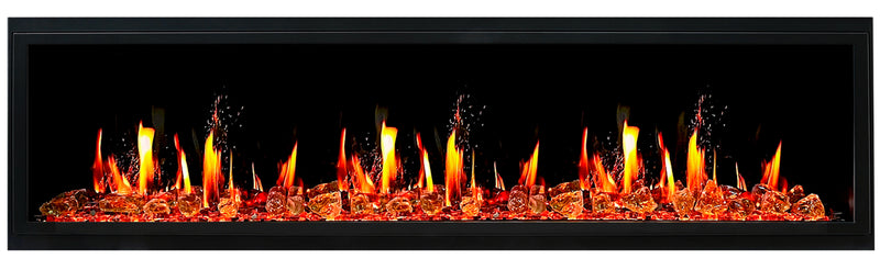 Latitude 75" Built-in Linear Electric Fireplace + Reflective Fire Glass