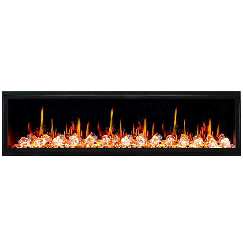 Latitude 75" Built-in Linear Electric Fireplace + Crushed Ice Rocks