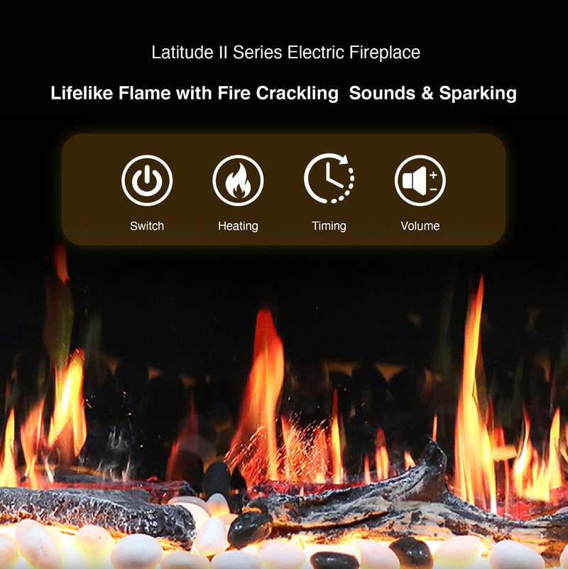 Latitude II 78-in Smart Wall Mount Electric Fireplace (Original)
