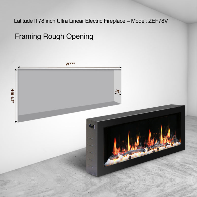 Latitude II 78-in Smart Wall Mount Electric Fireplace (Original)