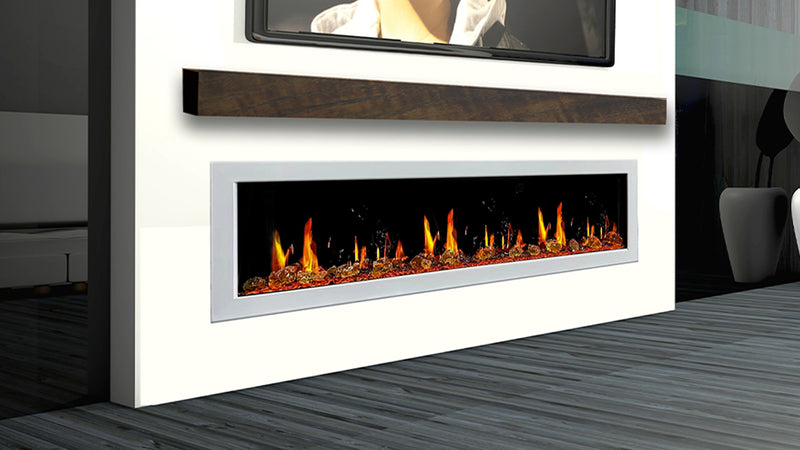 Gloria II 78" Smart Wall Mount Electric Fireplace with Reflective Fire Glass (White)