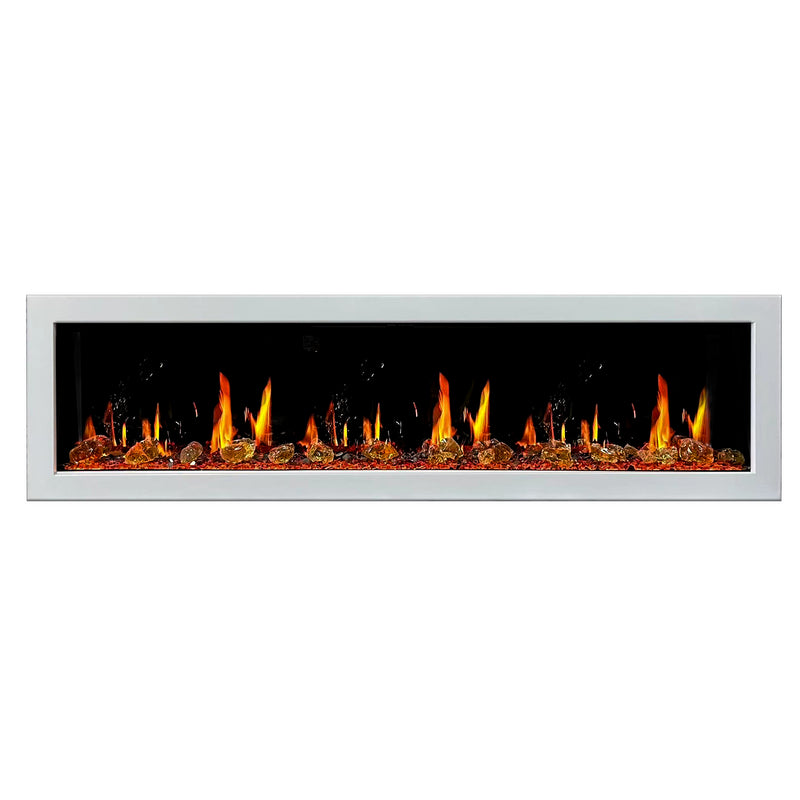 Gloria II 78" Smart Wall Mount Electric Fireplace with Reflective Fire Glass (White)