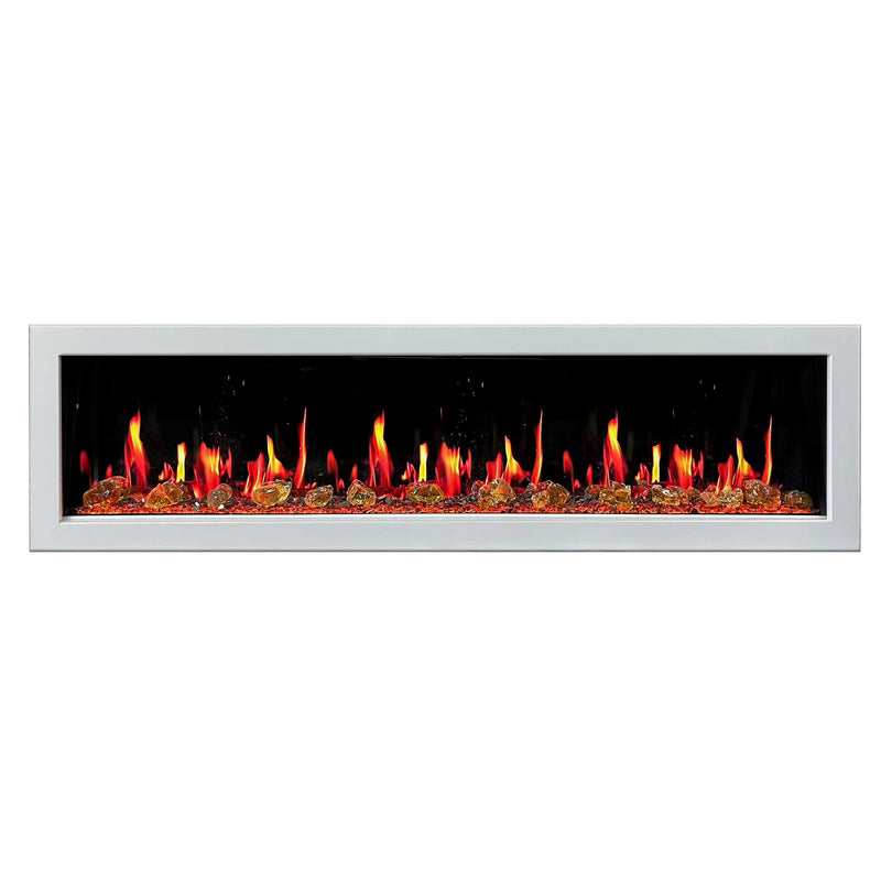 Gloria II 78" Smart Wall Mount Electric Fireplace with Reflective Fire Glass (White)