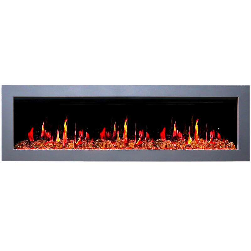 Gloria II 78" Smart Wall Mount Electric Fireplace with Reflective Fire Glass (White)