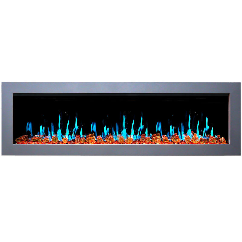 Gloria II 78" Smart Wall Mount Electric Fireplace with Reflective Fire Glass (White)