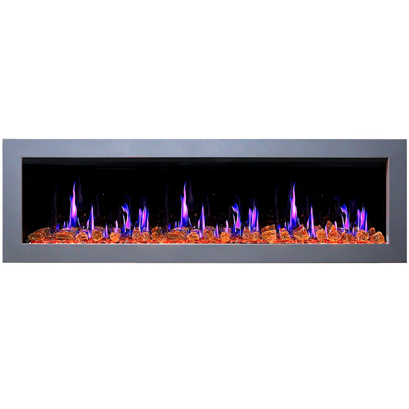 Gloria II 78" Smart Wall Mount Electric Fireplace with Reflective Fire Glass (White)