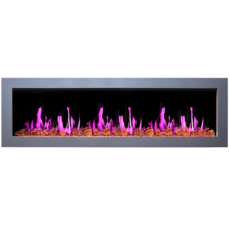 Gloria II 78" Smart Wall Mount Electric Fireplace with Reflective Fire Glass (White)