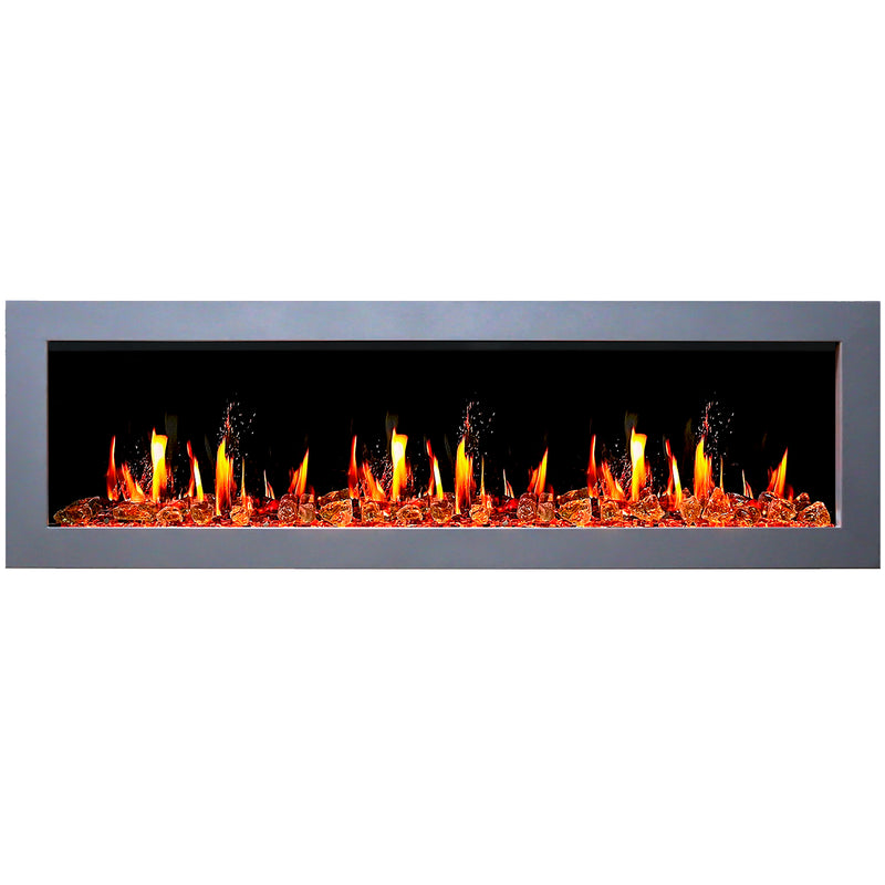 Gloria II 78" Smart Wall Mount Electric Fireplace with Reflective Fire Glass (White)