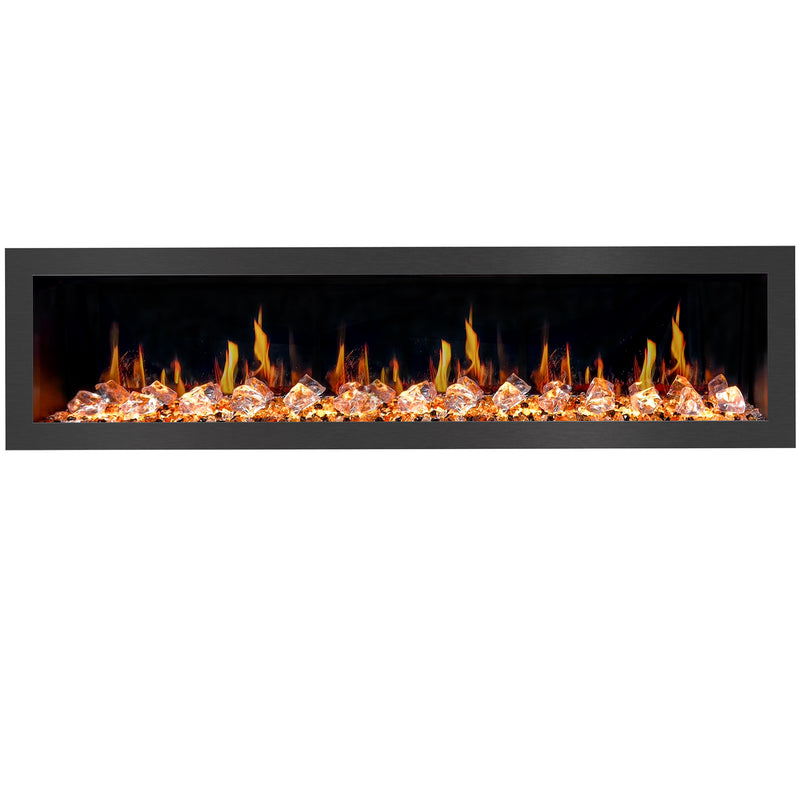 Latitude 75" Built-in Linear Electric Fireplace + Crushed Ice Rocks