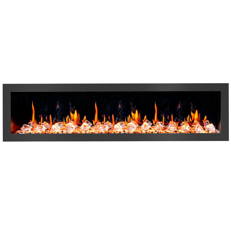 Latitude II 78-in Smart Wall Mount Electric Fireplace + Crushed Ice Rocks