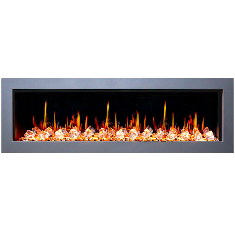Gloria II 78" Seamless Push-in Electric Fireplace with Crushed Ice Rocks (White)