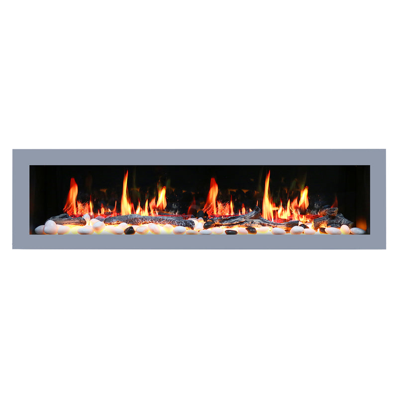 Gloria II 78-in Smart Wall Mount Electric Fireplace (Silver)